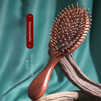 Légpárnás masszázs fésű, szantálfa, hosszú kivitel, márka Shang Qing Yun