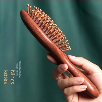 Légpárnás masszázs fésű, szantálfa, hosszú kivitel, márka Shang Qing Yun