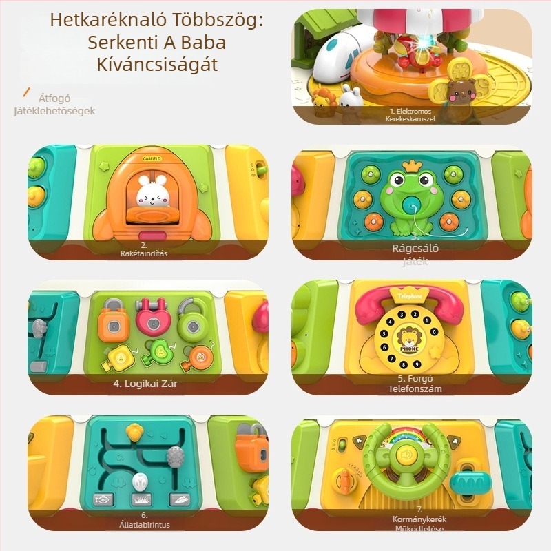 Korai oktatási játék hexagonális formájú dizájnnal és zenei/hang funkcióval (ABS műanyag, elem működés, 4–6 éveseknek)