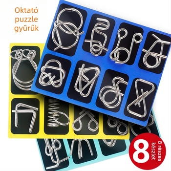 Fém nyolcrészes puzzle a gyűrű kinyitásához