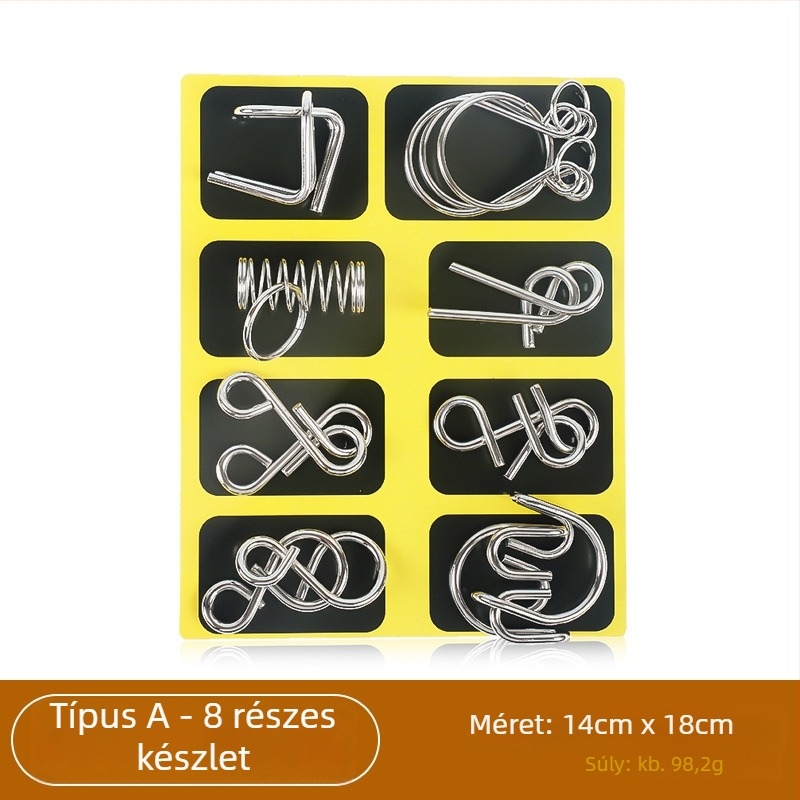 Fém nyolcrészes puzzle a gyűrű kinyitásához