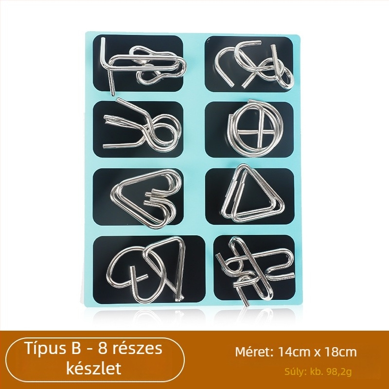 Fém nyolcrészes puzzle a gyűrű kinyitásához