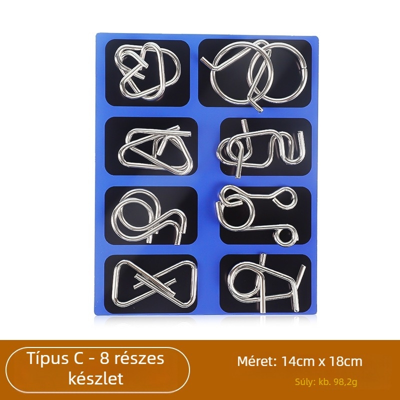 Fém nyolcrészes puzzle a gyűrű kinyitásához