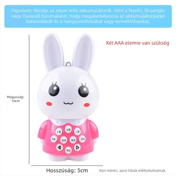 Gyermekeknek szóló korai oktatási történetmesélő készülék - Mini nyúl, többfunkciós nevelési játék, műanyag, elemmel működő, 4-6 éveseknek