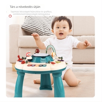 Gyermekek intelligencia tanulóasztala — többfunkciós zenés játéktábla korai neveléshez, ABS anyag, elemes üzemeltetés, 0-3 éveseknek, interaktív hang