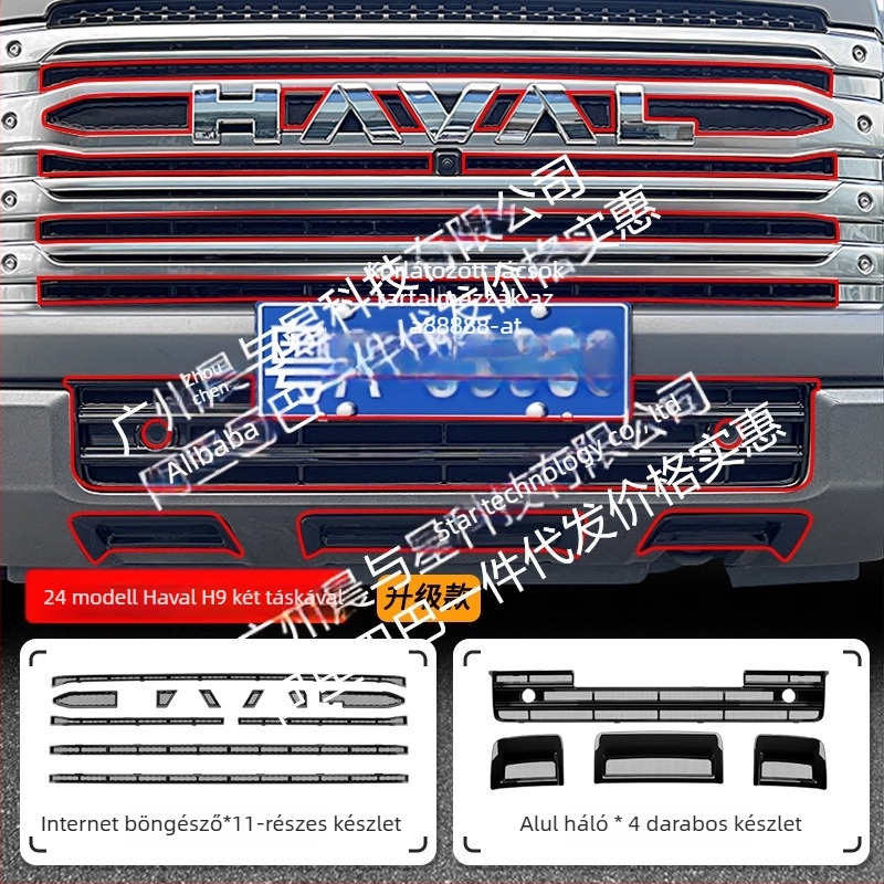 ABS dekoratív csík a Haval H9 első grilljéhez szúnyoghálóval