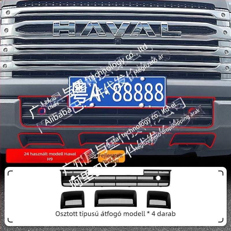 ABS dekoratív csík a Haval H9 első grilljéhez szúnyoghálóval