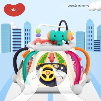 Kézi dobos multifunkcionális játékasztal – babák és gyerekek részére, zenei oktató játék (ABS anyag, száraz elem, 0–3 év)