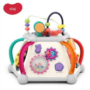 Kézi dobos multifunkcionális játékasztal – babák és gyerekek részére, zenei oktató játék (ABS anyag, száraz elem, 0–3 év)