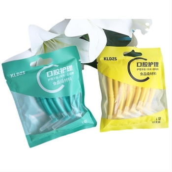 L-alakú interdentális ecset, egyszer használatos, puha sörtéjű, felnőtteknek, márka KLDZS