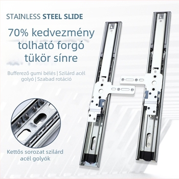 Gardrób tükör sín háromszakaszos rejtett toló- és forgó mechanizmus — teleszkópos futókor; Anyag: hideg hengerelt acél; Felületkezelés: elektroplatázás; Stílus: modern minimalizmus; Márka: FK Fukai