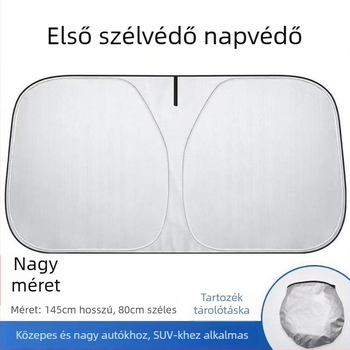 Autó napellenző ezüst bevonatú szövettel, teleszkópos rögzítés, univerzális modell, egyszerű stílus