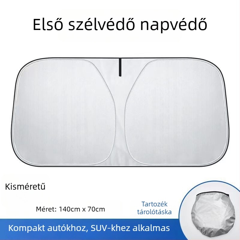 Autó napellenző ezüst bevonatú szövettel, teleszkópos rögzítés, univerzális modell, egyszerű stílus
