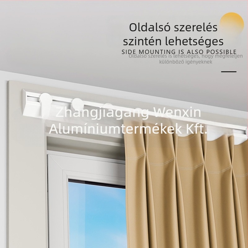Alumínium ötvözet függöny sín – V-alakú, ultra vékony, csendes dobozos kialakítás, Wenxin WX250313, modern egyszerű stílus, felső vagy oldalsó szerelés