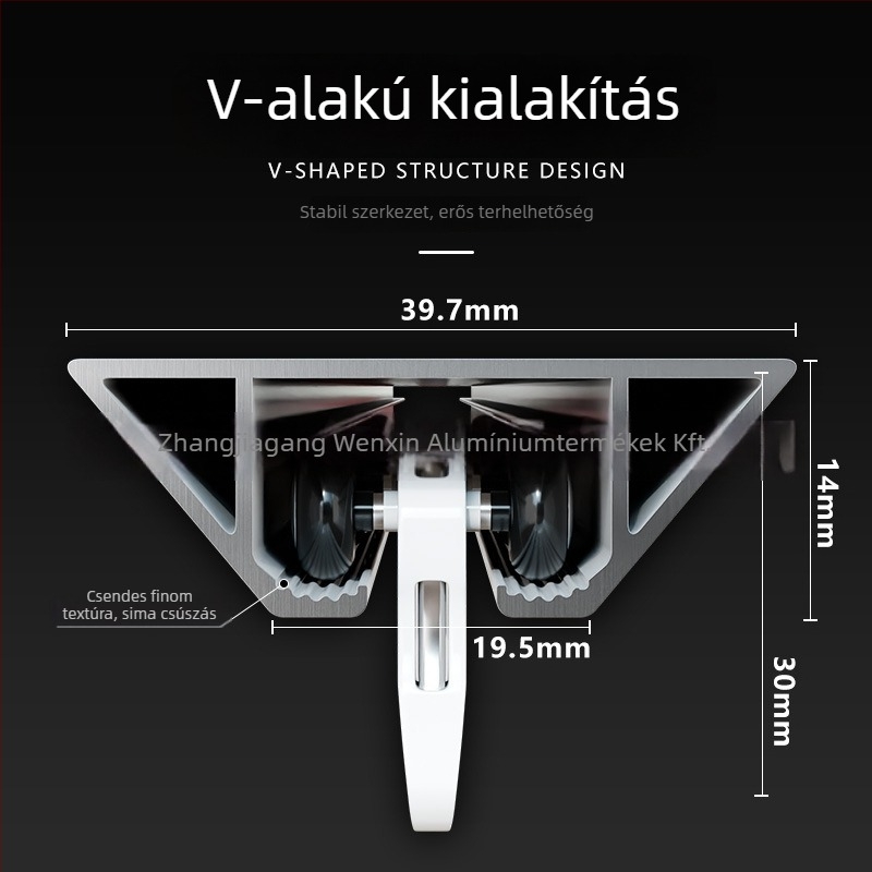 Alumínium ötvözet függöny sín – V-alakú, ultra vékony, csendes dobozos kialakítás, Wenxin WX250313, modern egyszerű stílus, felső vagy oldalsó szerelés