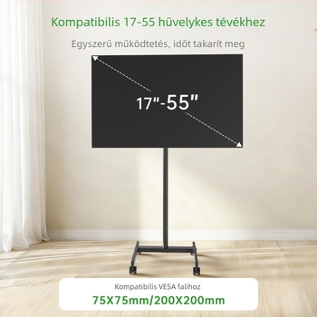 Ke Hao TV padlóállvány mobil videokonferenciához, hidegen hengerelt acélból, TC 10, 4,8 kg, kompatibil smart kijelzővel