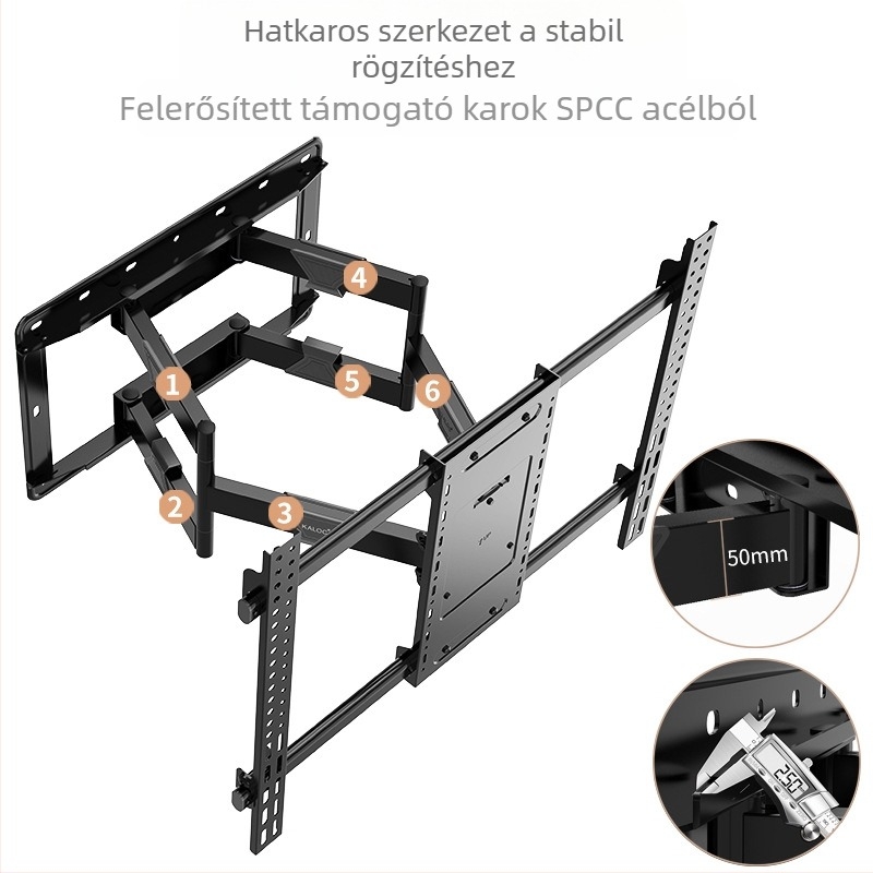 KALOC H10 Teleszkópos Konzol TV-tartó – Falra Szerelhető, Mechanikus Vezérlés, Vas Tartó