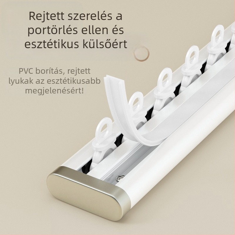 Oldalsó szerelésű függöny sínrendszer erkélyablakhoz, kettős sínnel, alumíniumötvözet, csendes, ultra-szûk csúszósín