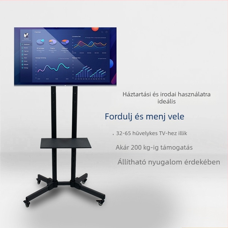 LCD TV mobil padlóra álló tartóvas, vasból készült, állítható, mechanikus működtetés, modell 1500, teherbírás 15 kg felett