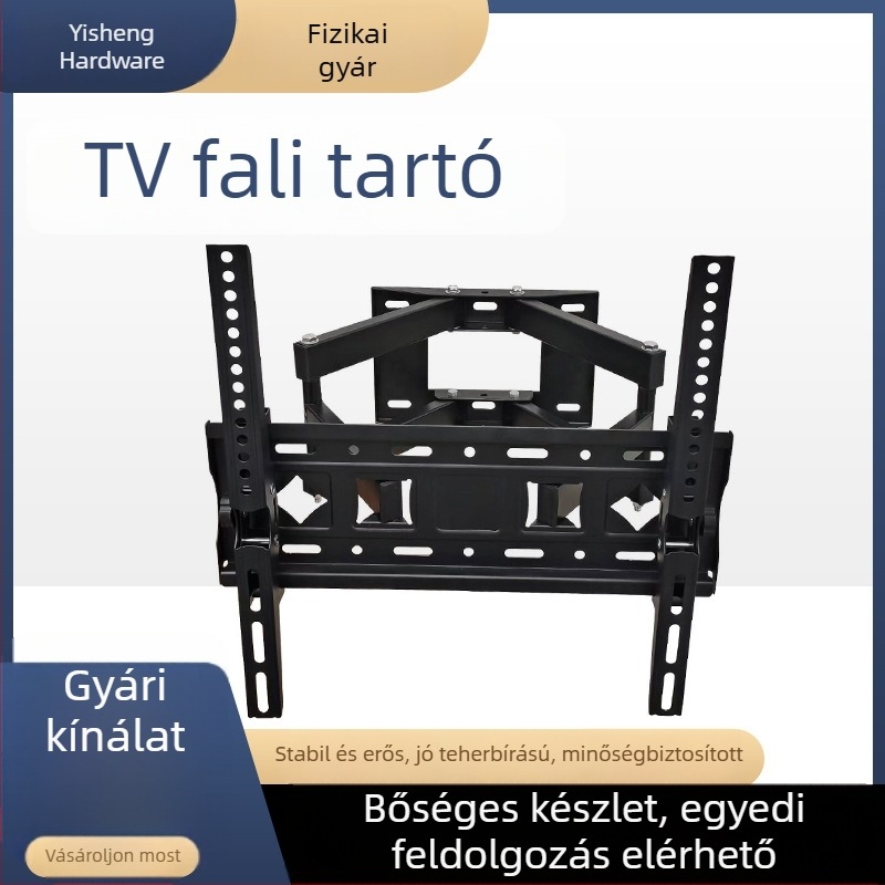 HM-600 Kinyújtható TV-fali tartó, dönthető és balra–jobbra forgatható, beépített összecsukható kivitel