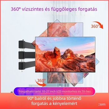 LK119 falra szerelhető monitorállvány 360°-os forgatással, teleszkópos kar, hidegen hengerelt acélból, furatok 5×5/7.5×7.5/10×10.