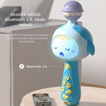 Gyermekeknek szóló vezeték nélküli Bluetooth mikrofon karaoke játék - korai oktatási fejlesztő játék, szülő-gyermek, zene és hang, újratölthető akkumulátor, 4-6 éveseknek