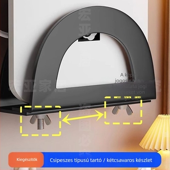Fali szerelhető router és set-top box tároló, kovácsoltvas anyag, modern minimalist stílus, egy szint, hálószoba-nappali