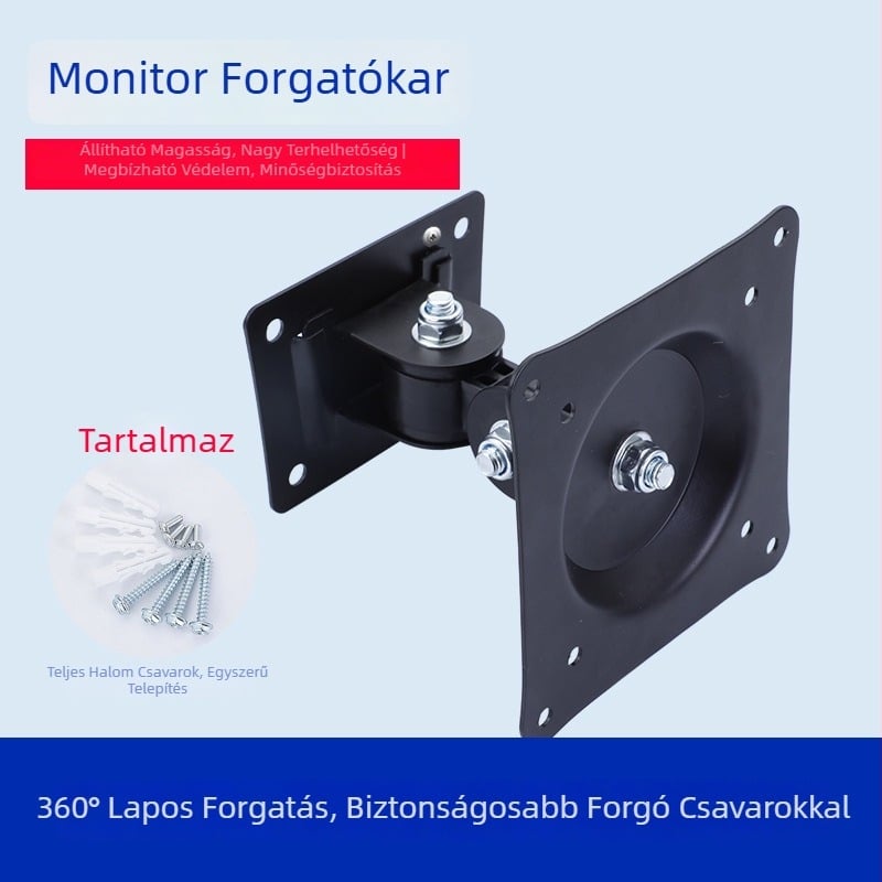 Univerzális falra szerelhető LCD/TV tartó 360°-os forgással, modell S-02, mechanikus vezérlés, teherbírás több mint 15 kg