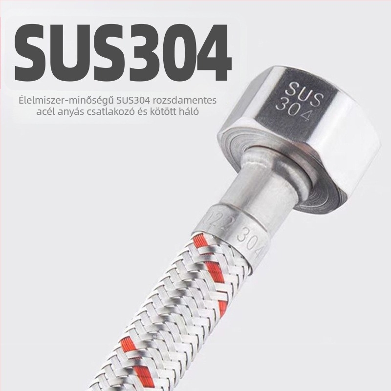 Vízbevezető tömlő csaphoz PEX belső csővel — 304 rozsdamentes acél / PEX belső cső — Modern minimalista stílus; testreszabható; licencelt magánmárkák