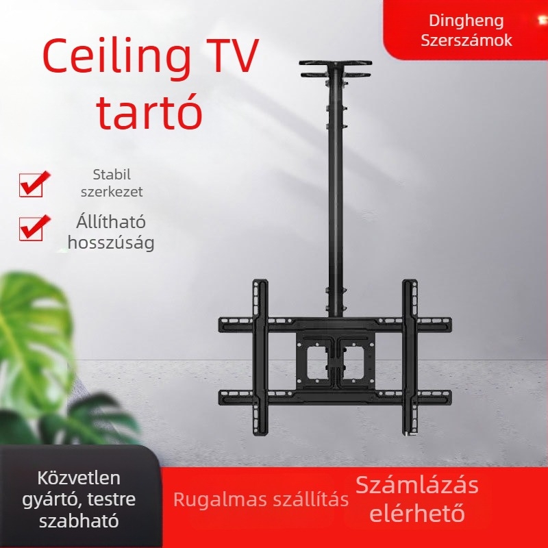 Mennyezetre szerelhető LCD TV tartó, modell T560-15, 180°-os forgással és kihúzható magassággal.