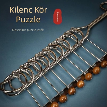 Kilenc összefűzött karika rejtvény – műanyag, nagy készlet, kinyitó játék 14+ korosztálynak