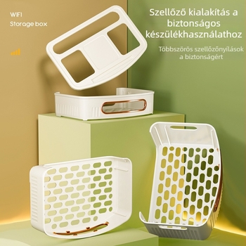 Asztali tároló optikai modembehez, vezeték nélküli routerhez és set-top box készülékekhez | műanyag anyag | 6‑rétegű kialakítás | nappaliba