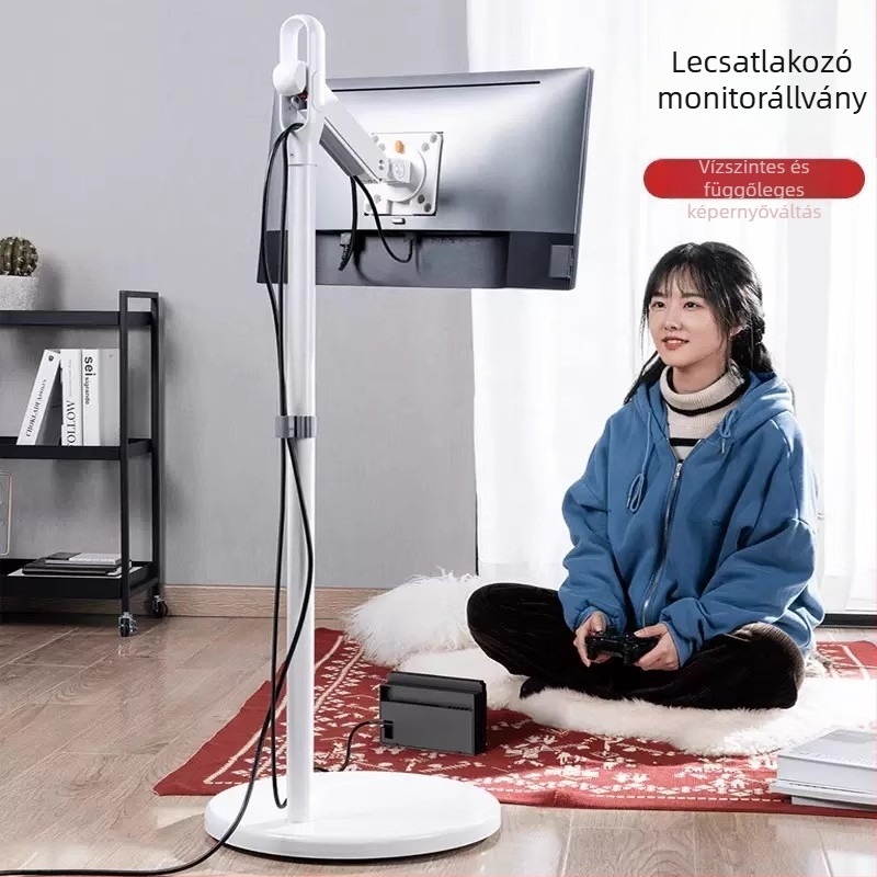 Mobil monitor- és TV-tartó, forgó, kerekekkel, rozsdamentes acélból, 05-ös modell, 5 kg, univerzális kompatibilitás standard kijelzőkhöz