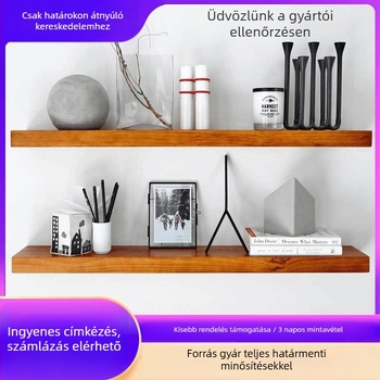 Tömörfa falipolc, kétszintes, falra szerelhető, modern minimalista stílusú, többfunkciós