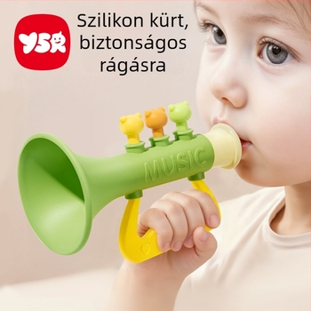 Ysr szilikon bébi trombita játék 0-3 éveseknek – rágó mini trombita, támogatja az érzelmi fejlődést