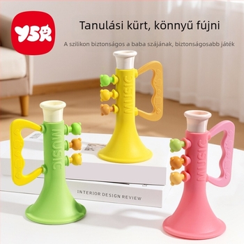 Ysr szilikon bébi trombita játék 0-3 éveseknek – rágó mini trombita, támogatja az érzelmi fejlődést