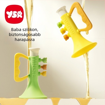 Ysr szilikon bébi trombita játék 0-3 éveseknek – rágó mini trombita, támogatja az érzelmi fejlődést