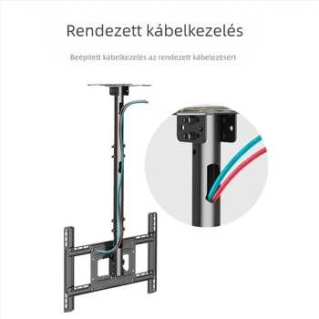 LCD TV mennyezeti tartó kinyúló magassággal, mozgó falra szerelhető tartó, mechanikus működtetés, vasból készült, teherbírás 15 kg felett