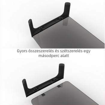 Edzett üveg monitoremelő és asztali tárolópolc, modell SY-MS06DB, mechanikus vezérlés, tápkábel és adapter mellékelve