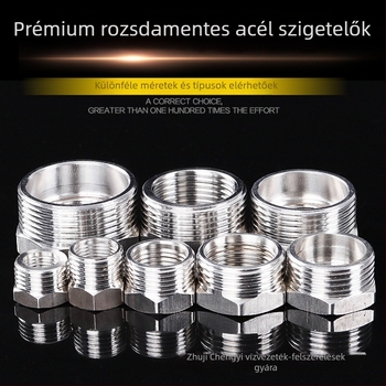 Rozsdamentes acél reduktorcső belső és külső menettel, 304-es minőségű acél