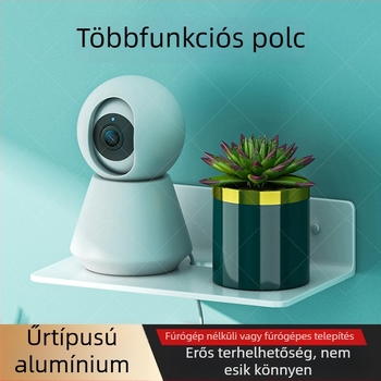 Fali routertartó polc ragasztóval, alumínium anyag, 1 réteg, modern minimalista dizájn WiFi eszközök és set-top boxhoz