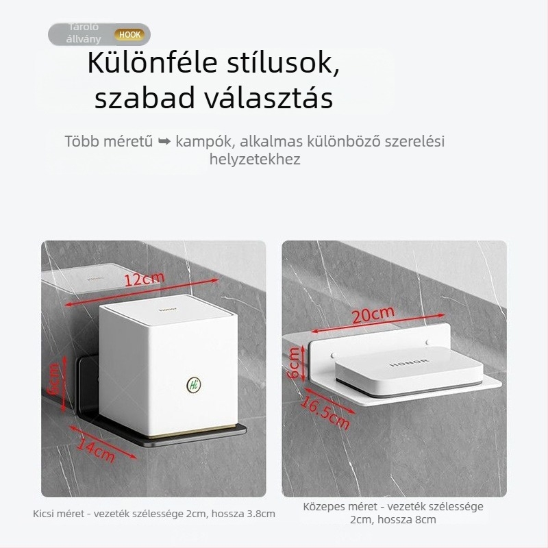 Fali routertartó polc ragasztóval, alumínium anyag, 1 réteg, modern minimalista dizájn WiFi eszközök és set-top boxhoz