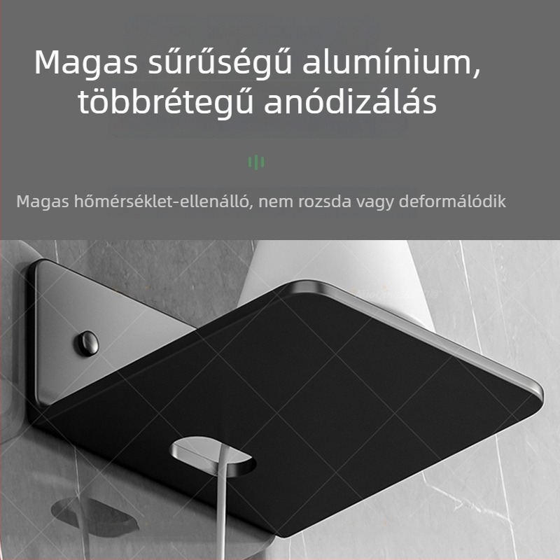 Fali routertartó polc ragasztóval, alumínium anyag, 1 réteg, modern minimalista dizájn WiFi eszközök és set-top boxhoz