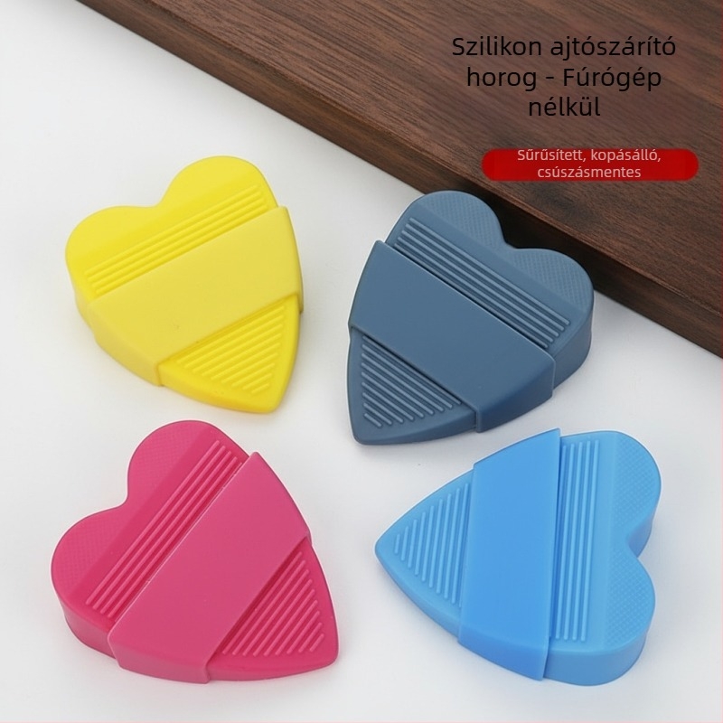 Szív alakú PVC ajtó stopper - mozgatható, padlóra szerelhető, tároló dobozzal, fa ajtókhoz