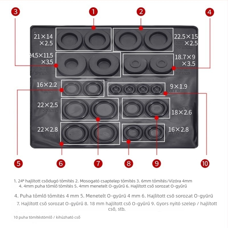 Gumi javító készlet konyhai csaptele szivárgásának javításához – O-gyűrűs tömítés, forgó szivárgásjavítás, 4–6 darabos tömítő készlet