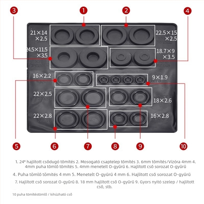 Gumi javító készlet konyhai csaptele szivárgásának javításához – O-gyűrűs tömítés, forgó szivárgásjavítás, 4–6 darabos tömítő készlet