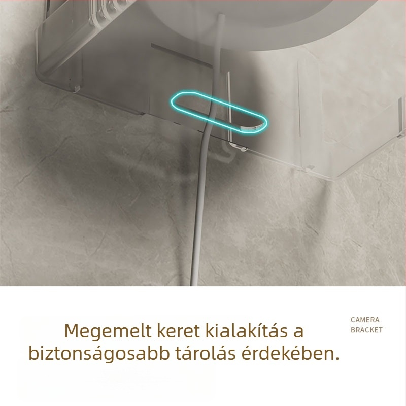 Fali kamera‑tároló és tartó, fúrás nélküli szerelés, beltéri/kültéri megfigyeléshez, router és set-top box rögzítő