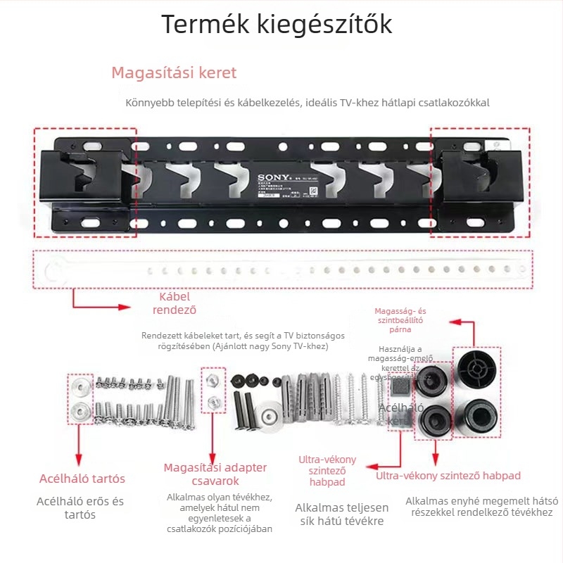 SU-WL450 TV falra szerelhető tartó Sony LCD TV-hez – univerzális, mechanikus vezérlés, 15 kg teher