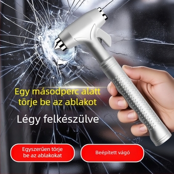 Autóbiztonsági kalapács, többfunkciós menekülő eszköz, autóablak-széttörő kalapács, ABS + tungsten steel, tömeg 187 g, Zhejiang eredet, Ming che zhi bao
