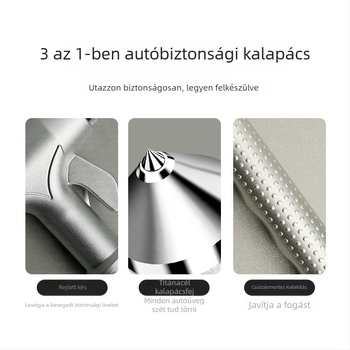 Autóbiztonsági kalapács, többfunkciós menekülő eszköz, autóablak-széttörő kalapács, ABS + tungsten steel, tömeg 187 g, Zhejiang eredet, Ming che zhi bao